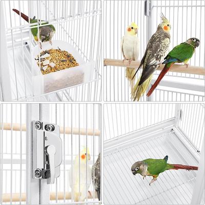 Show full view: Yaheetech 54-in Rolling Metal Large Parrot Cage Mobile Bird Cage with Detachable Stand, White slide 8 of 9