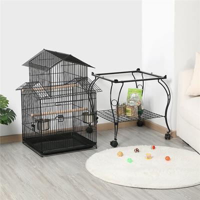 Show full view: Yaheetech 55-in Triple Roof Rolling Bird Cage, Black slide 2 of 9
