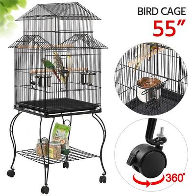 Show full view: Yaheetech 55-in Triple Roof Rolling Bird Cage, Black slide 3 of 9