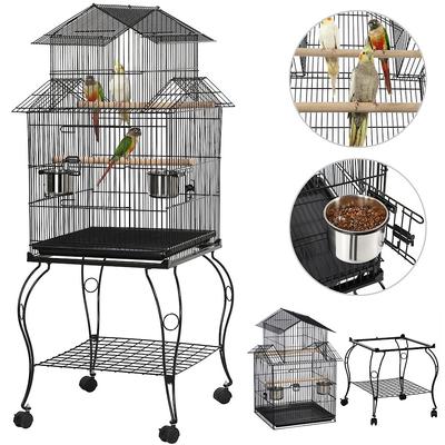 Show full view: Yaheetech 55-in Triple Roof Rolling Bird Cage, Black slide 4 of 9