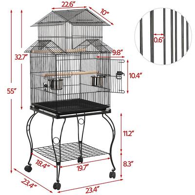 Show full view: Yaheetech 55-in Triple Roof Rolling Bird Cage, Black slide 5 of 9