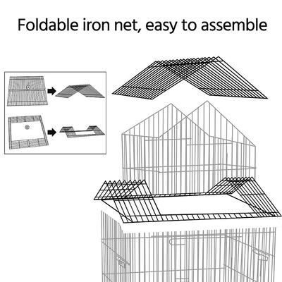 Show full view: Yaheetech 55-in Triple Roof Rolling Bird Cage, Black slide 8 of 9