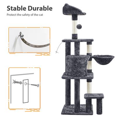 Show full view: Yaheetech 57-in Cat Tree for Indoor Cats, Medium, Dark Gray slide 9 of 10