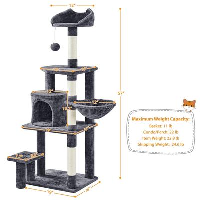 Show full view: Yaheetech 57-in Cat Tree Tower, Dark Gray slide 3 of 10