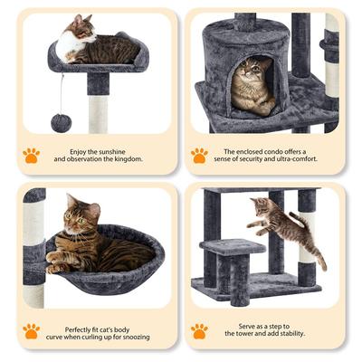Show full view: Yaheetech 57-in Cat Tree Tower, Dark Gray slide 4 of 10