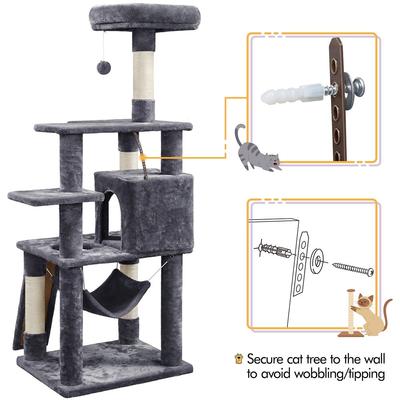 Show full view: Yaheetech 57-in Cat Tree Tower, Dark Gray slide 9 of 10