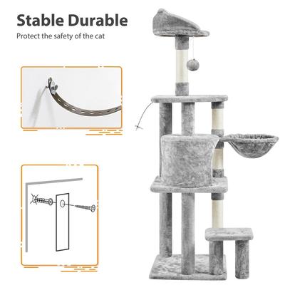 Show full view: Yaheetech 57-in Cat Tree Tower, Light Gray slide 7 of 10