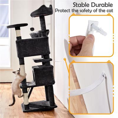 Show full view: Yaheetech 57-in Plush Cat Tree & Condo, Black slide 8 of 11