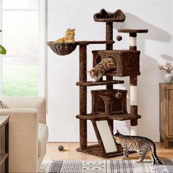 Yaheetech 57-in Plush Cat Tree & Condo, Brown