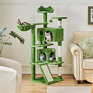Yaheetech 57-in Plush Cat Tree & Condo, Green