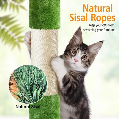 Show full view: Yaheetech 57-in Plush Cat Tree & Condo, Green slide 6 of 10