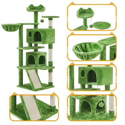 Show full view: Yaheetech 57-in Plush Cat Tree & Condo, Green slide 4 of 10