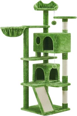 Show full view: Yaheetech 57-in Plush Cat Tree & Condo, Green slide 2 of 10