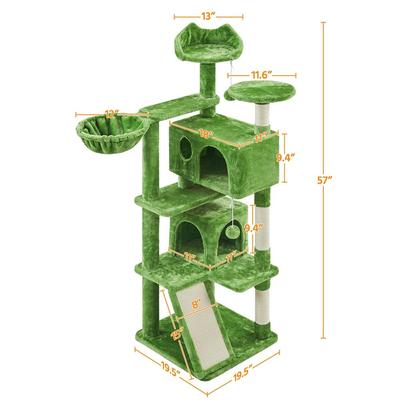 Show full view: Yaheetech 57-in Plush Cat Tree & Condo, Green slide 3 of 10
