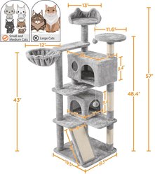 Yaheetech 57-in Plush Cat Tree & Condo, Light Gray slide 2 of 9