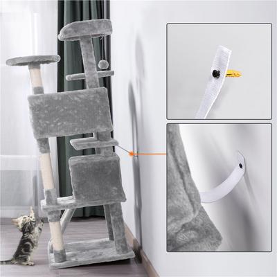 Show full view: Yaheetech 57-in Plush Cat Tree & Condo, Light Gray slide 9 of 11