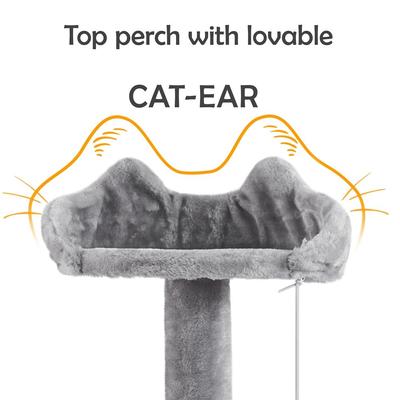 Show full view: Yaheetech 57-in Plush Cat Tree & Condo, Light Gray slide 5 of 11