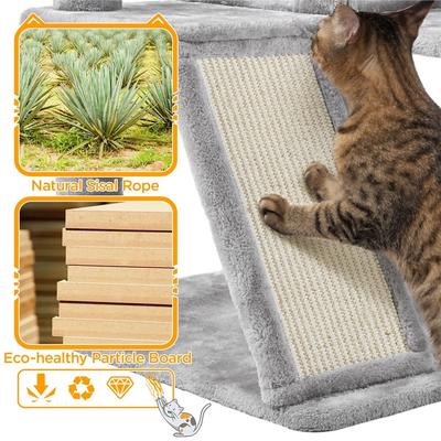 Show full view: Yaheetech 57-in Plush Cat Tree & Condo, Light Gray slide 7 of 11