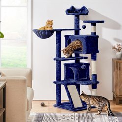 Yaheetech 57-in Plush Cat Tree & Condo, Navy Blue