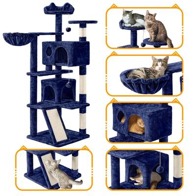 Show full view: Yaheetech 57-in Plush Cat Tree & Condo, Navy Blue slide 5 of 12