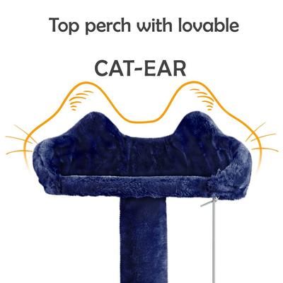 Show full view: Yaheetech 57-in Plush Cat Tree & Condo, Navy Blue slide 6 of 12