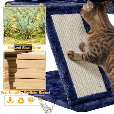 Show full view: Yaheetech 57-in Plush Cat Tree & Condo, Navy Blue slide 8 of 12