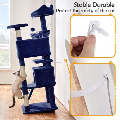 Show full view: Yaheetech 57-in Plush Cat Tree & Condo, Navy Blue slide 9 of 12