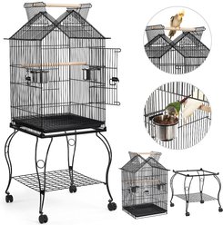 Yaheetech 57-in Rolling Meta Open Top Bird Parrot Cage, Black slide 2 of 8