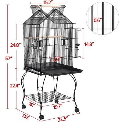 Show full view: Yaheetech 57-in Rolling Meta Open Top Bird Parrot Cage, Black slide 3 of 9