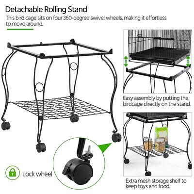 Show full view: Yaheetech 57-in Rolling Meta Open Top Bird Parrot Cage, Black slide 5 of 9