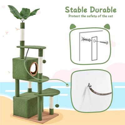 Show full view: Yaheetech 59-in Green Leaves Plush Cat Tree slide 6 of 8