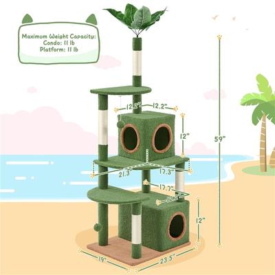 Show full view: Yaheetech 59-in Green Leaves Plush Cat Tree slide 4 of 8