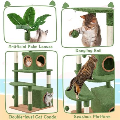 Show full view: Yaheetech 59-in Green Leaves Plush Cat Tree slide 5 of 8