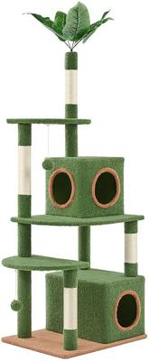 Show full view: Yaheetech 59-in Green Leaves Plush Cat Tree slide 3 of 8