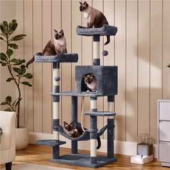 Yaheetech 59-in Plush Cat Tree & Condo, Dark Gray slide 1 of 6