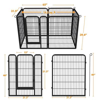 Show full view: Yaheetech Heavy Duty Metal Dog & Cat Playpen, Black, 40-in, 6-panel slide 3 of 8