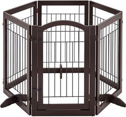 Yaheetech 6-Panel Foldable Wire Dog Gate, Espresso, 32-in H slide 2 of 9