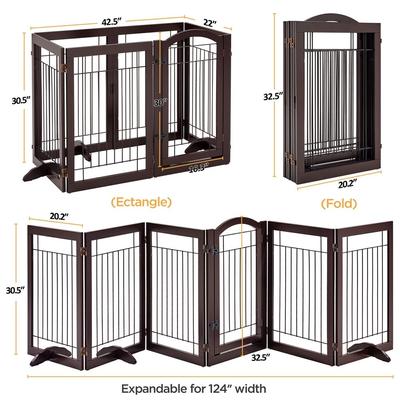 Show full view: Yaheetech 6-Panel Foldable Wire Dog Gate, Espresso, 32-in H slide 4 of 11