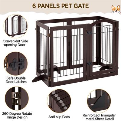Show full view: Yaheetech 6-Panel Foldable Wire Dog Gate, Espresso, 32-in H slide 6 of 11