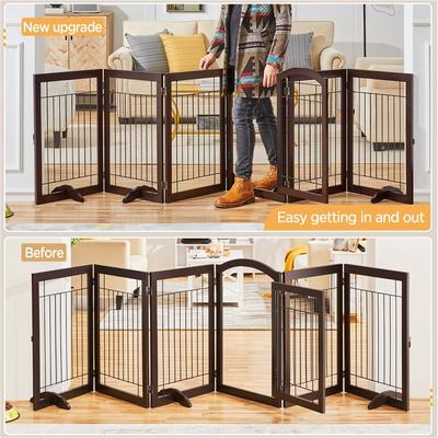 Show full view: Yaheetech 6-Panel Foldable Wire Dog Gate, Espresso, 32-in H slide 7 of 11