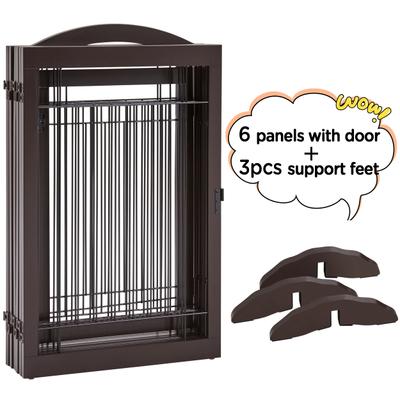 Show full view: Yaheetech 6-Panel Foldable Wire Dog Gate, Espresso, 32-in H slide 10 of 11