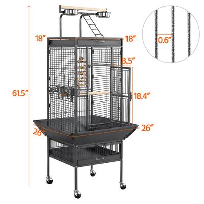Show full view: Yaheetech 61-in Rolling Parrot Cage & Playtop, Hammered Black slide 3 of 11