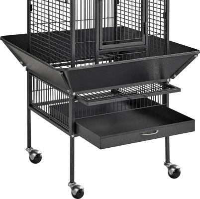 Show full view: Yaheetech 61-in Rolling Parrot Cage & Playtop, Hammered Black slide 9 of 11