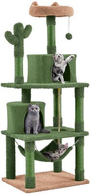 Show full view: Yaheetech 62.5-in Cactus Cat Tree, Medium, Green & Brown slide 2 of 10