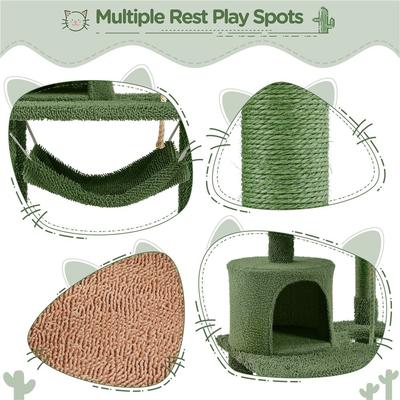 Show full view: Yaheetech 62.5-in Cactus Cat Tree, Medium, Green & Brown slide 5 of 10