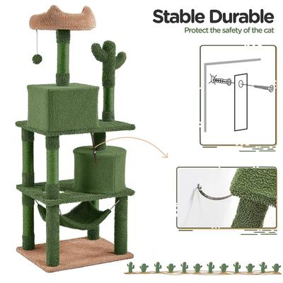 Show full view: Yaheetech 62.5-in Cactus Cat Tree, Medium, Green & Brown slide 9 of 10