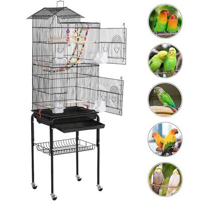 Show full view: Yaheetech 62.5-in Rolling Large Bird Cage & Detachable Stand, Black slide 2 of 10