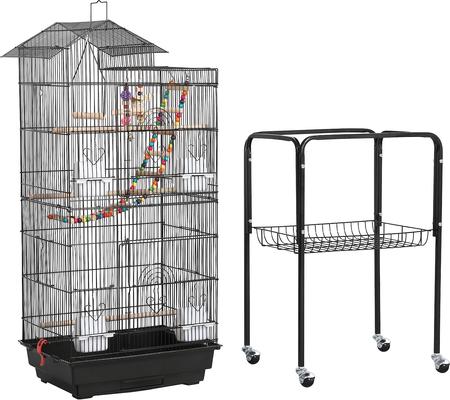Show full view: Yaheetech 62.5-in Rolling Large Bird Cage & Detachable Stand, Black slide 3 of 10