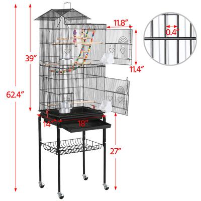 Show full view: Yaheetech 62.5-in Rolling Large Bird Cage & Detachable Stand, Black slide 4 of 10