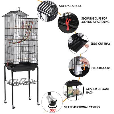 Show full view: Yaheetech 62.5-in Rolling Large Bird Cage & Detachable Stand, Black slide 6 of 10